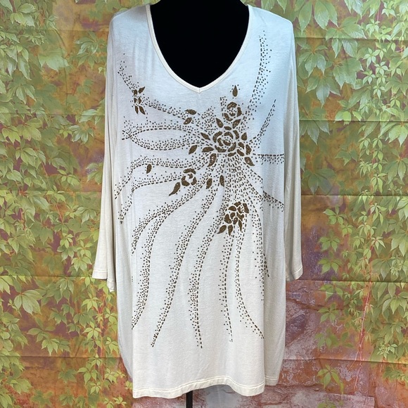 CJ Banks Tops - CJ Banks Plus Size Beaded V-neck Top